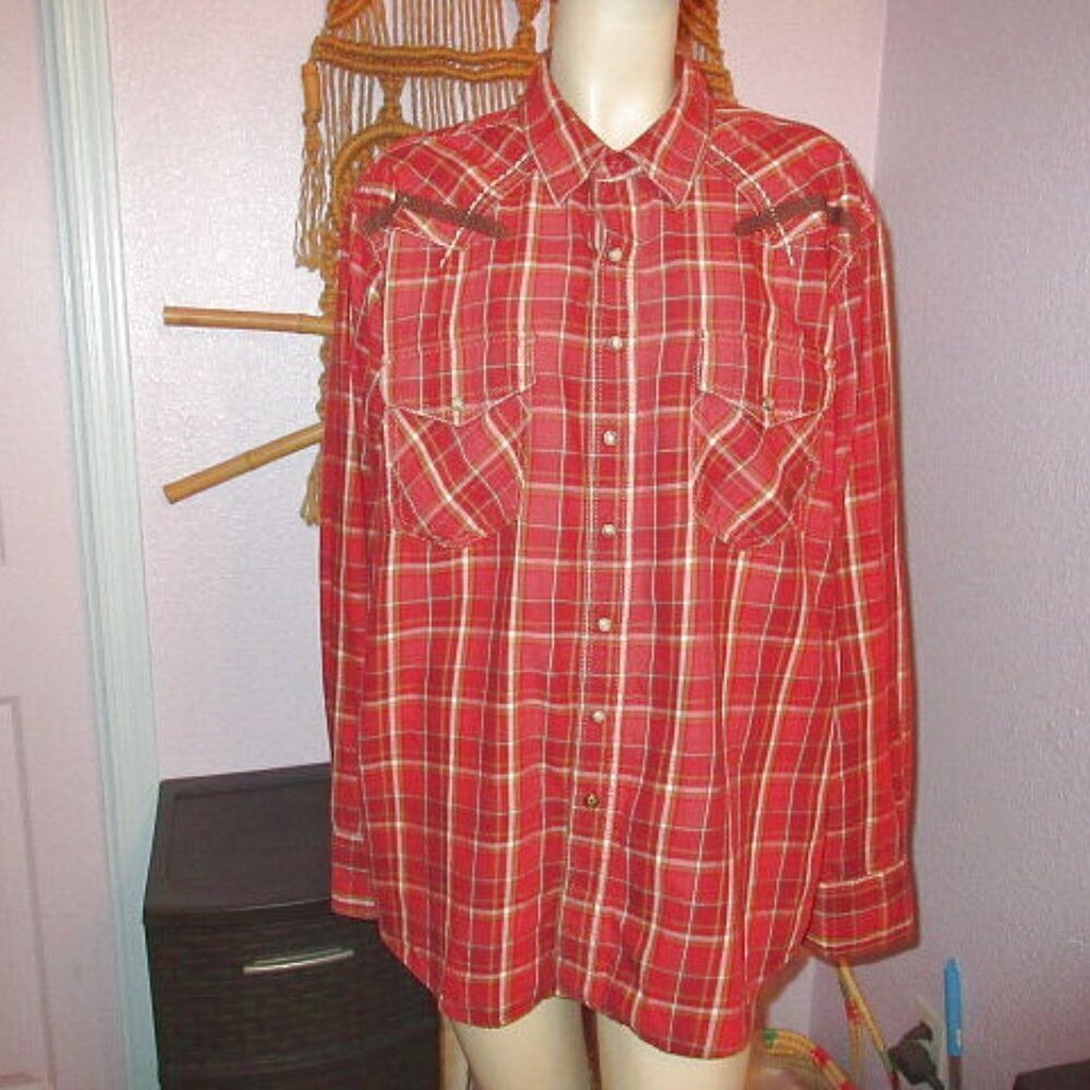 Ariat Retro Fit Pearl Snap Shirt Mens Size XXL Embroidered Button Down Cowboy